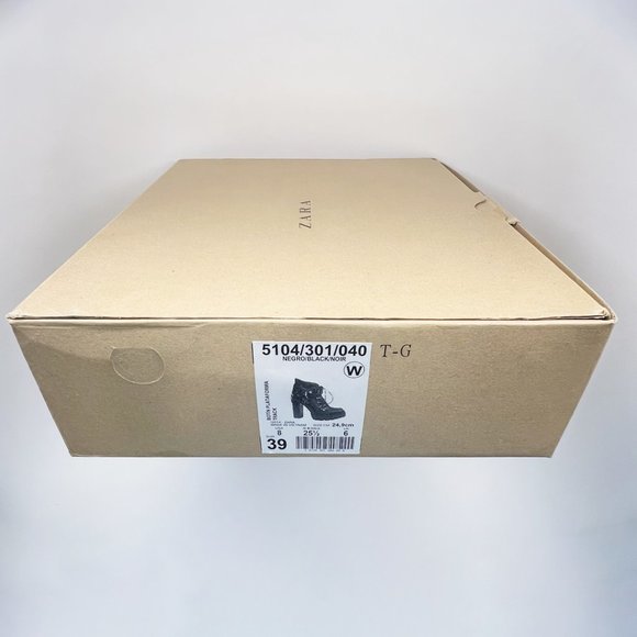 Zara Black Leather Platform Lug Sole Harness Lace Up Ankle Boots EU 39 (US M) - Picture 9 of 10